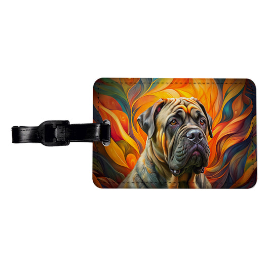 Mastiff Dog Abstract Art Travel Faux Leather Luggage Tag