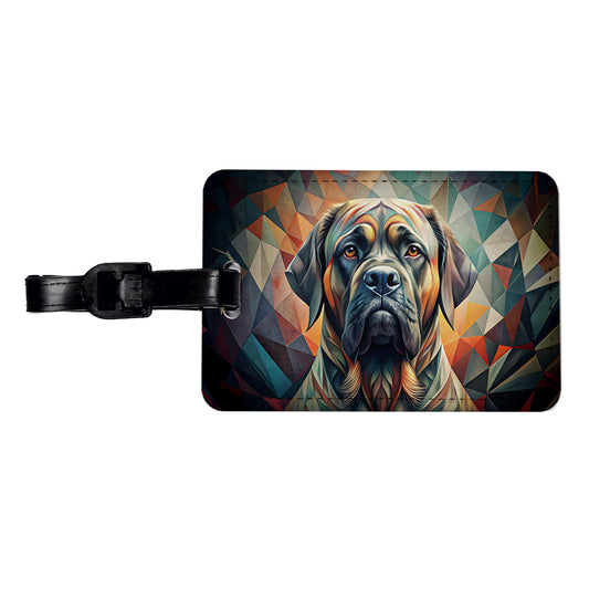 Mastiff Dog Abstract Stylized Art Travel Faux Leather Luggage Tag
