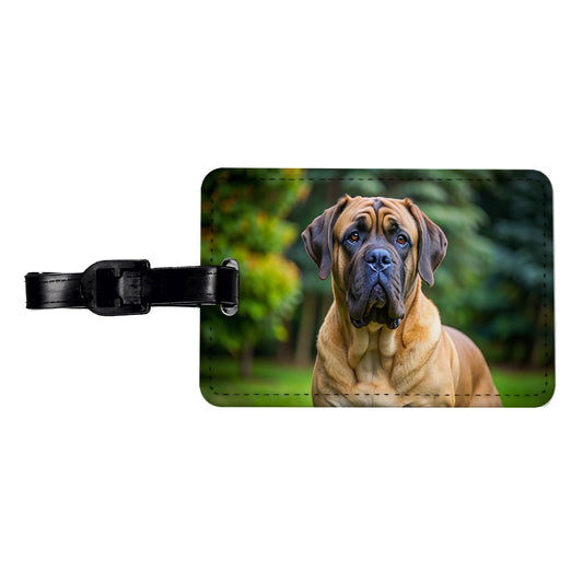 Mastiff Dog Photo Travel Faux Leather Luggage Tag