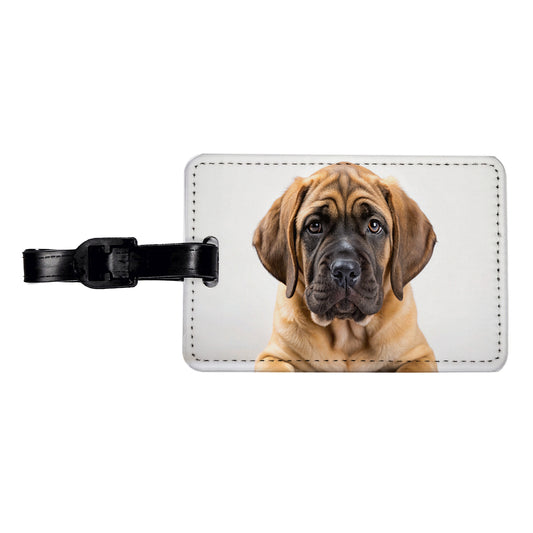 Mastiff Dog Puppy Photo Travel Faux Leather Luggage Tag