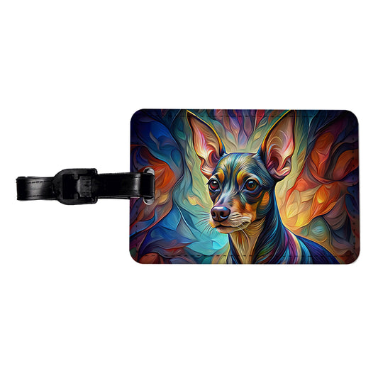 Miniature Pinscher Dog Abstract Stylized Art Travel Faux Leather Luggage Tag