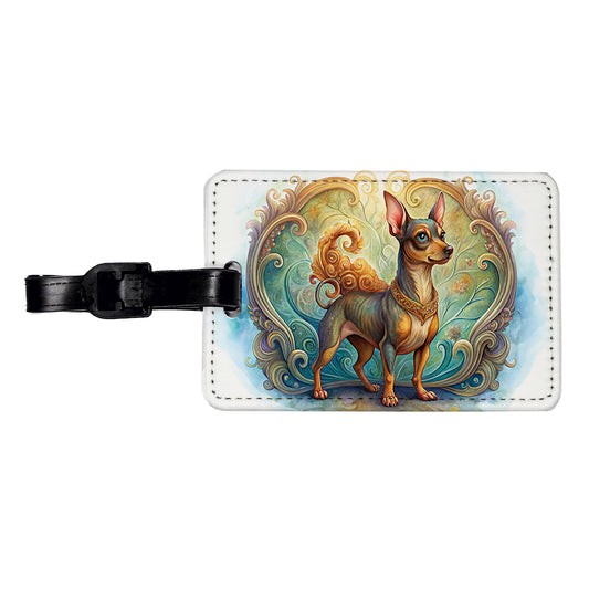 Miniature Pinscher Dog Art Nouveau Travel Faux Leather Luggage Tag