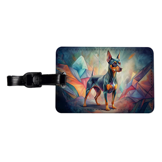 Miniature Pinscher Dog Contemporary Art Travel Faux Leather Luggage Tag