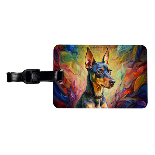Miniature Pinscher Dog Expressionism Art Travel Faux Leather Luggage Tag