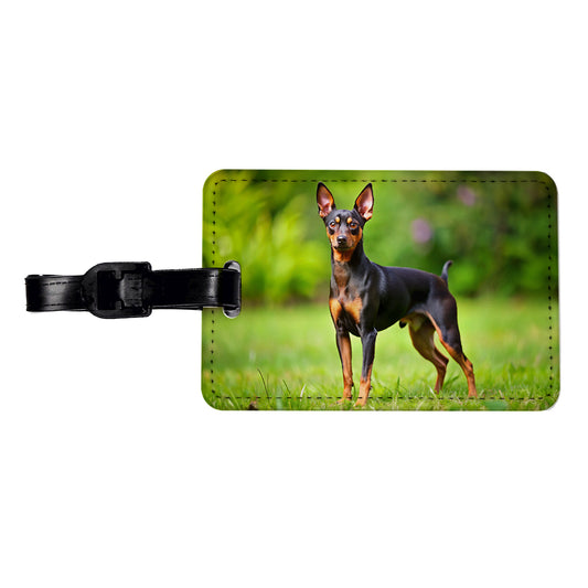 Miniature Pinscher Dog Photo Travel Faux Leather Luggage Tag