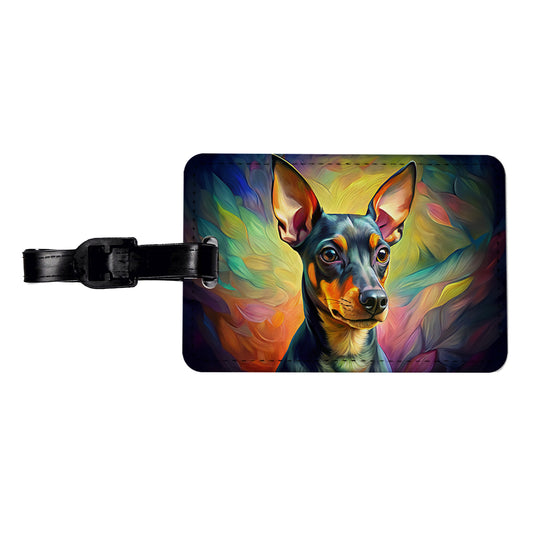 Miniature Pinscher Dog Pop Art Travel Faux Leather Luggage Tag