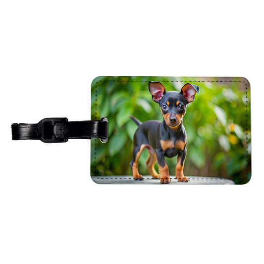 Miniature Pinscher Dog Puppy Photo Travel Faux Leather Luggage Tag