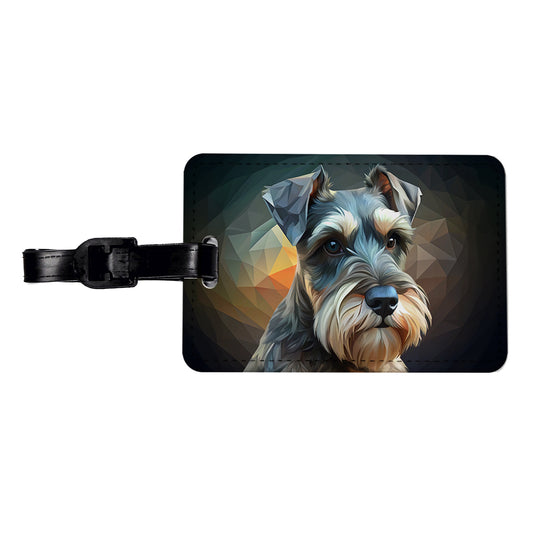 Miniature Schnauzer Dog Abstract Stylized Art Travel Faux Leather Luggage Tag