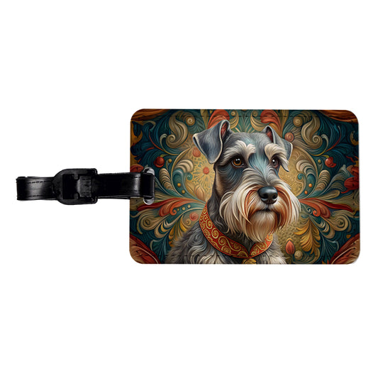 Miniature Schnauzer Dog Art Nouveau Travel Faux Leather Luggage Tag
