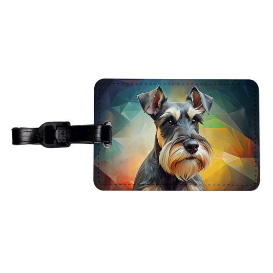 Miniature Schnauzer Dog Contemporary Art Travel Faux Leather Luggage Tag