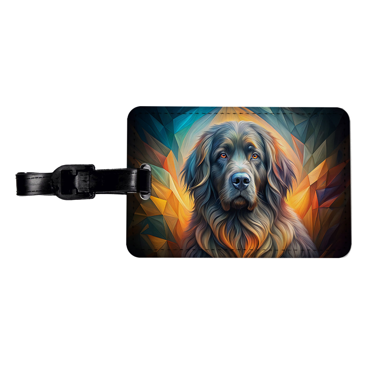 Newfoundland Dog Abstract Art Travel Faux Leather Luggage Tag