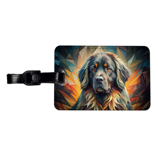 Newfoundland Dog Abstract Stylized Art Travel Faux Leather Luggage Tag