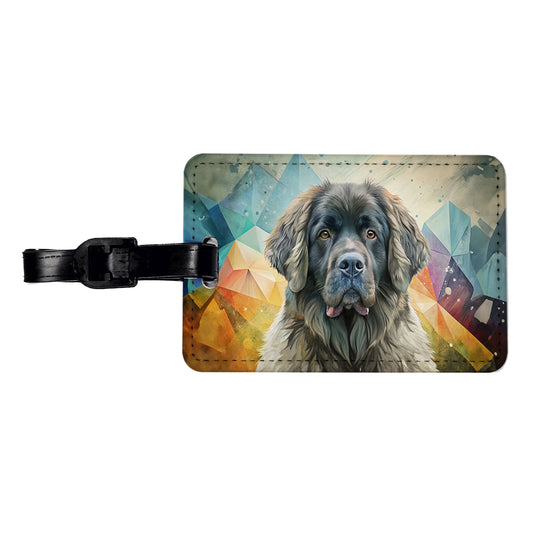 Newfoundland Dog Contemporary Art Travel Faux Leather Luggage Tag