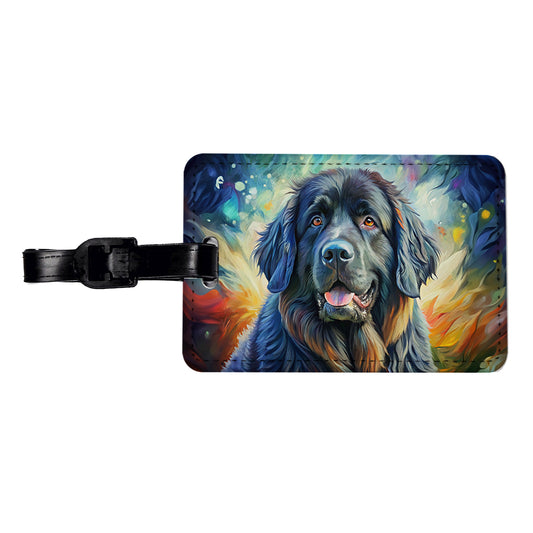 Newfoundland Dog Expressionism Art Travel Faux Leather Luggage Tag