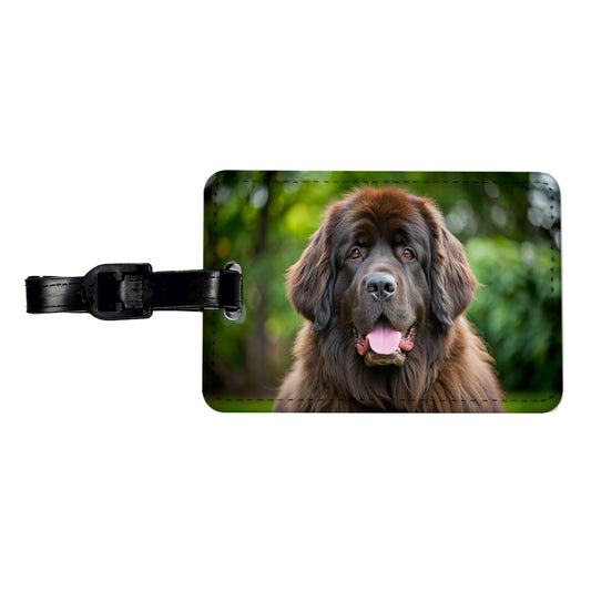 Newfoundland Dog Photo Travel Faux Leather Luggage Tag