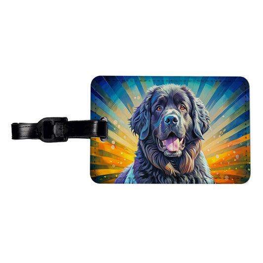 Newfoundland Dog Pop Art Travel Faux Leather Luggage Tag