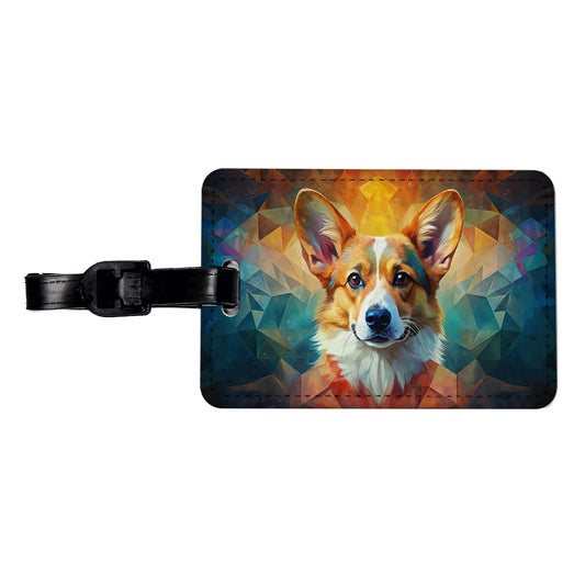 Pembroke Welsh Corgi Dog Abstract Art Travel Faux Leather Luggage Tag