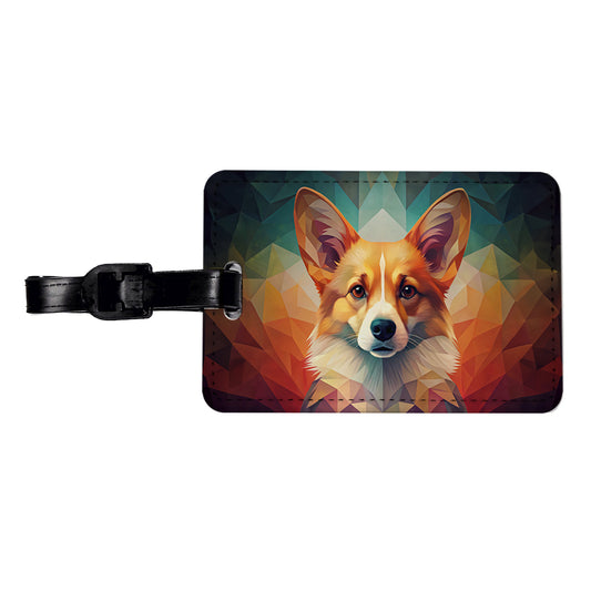 Pembroke Welsh Corgi Dog Abstract Stylized Art Travel Faux Leather Luggage Tag