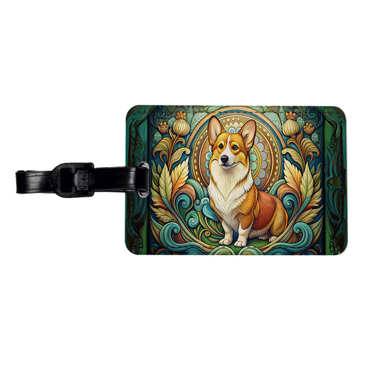 Pembroke Welsh Corgi Dog Art Nouveau Travel Faux Leather Luggage Tag