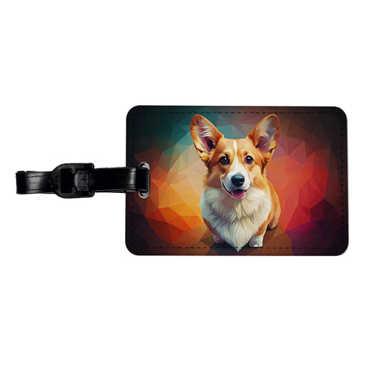 Pembroke Welsh Corgi Dog Contemporary Art Travel Faux Leather Luggage Tag