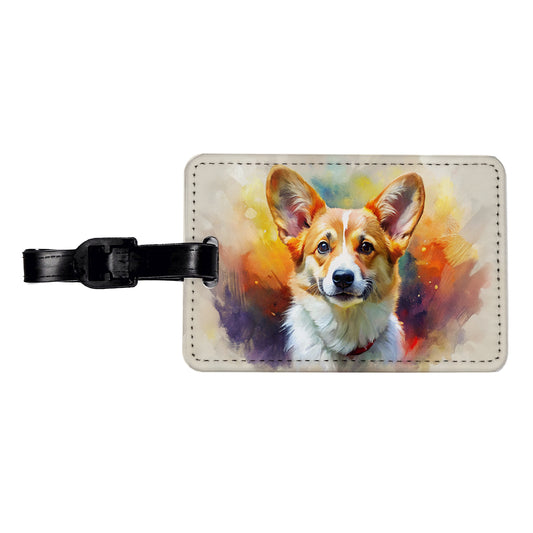 Pembroke Welsh Corgi Dog Expressionism Art Travel Faux Leather Luggage Tag