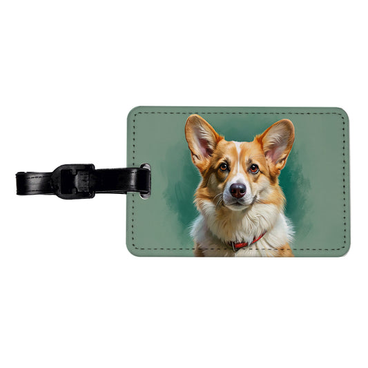 Pembroke Welsh Corgi Dog Illustration Travel Faux Leather Luggage Tag