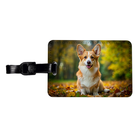 Pembroke Welsh Corgi Dog Photo Travel Faux Leather Luggage Tag