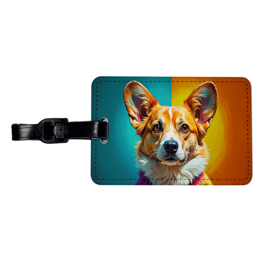 Pembroke Welsh Corgi Dog Pop Art Travel Faux Leather Luggage Tag