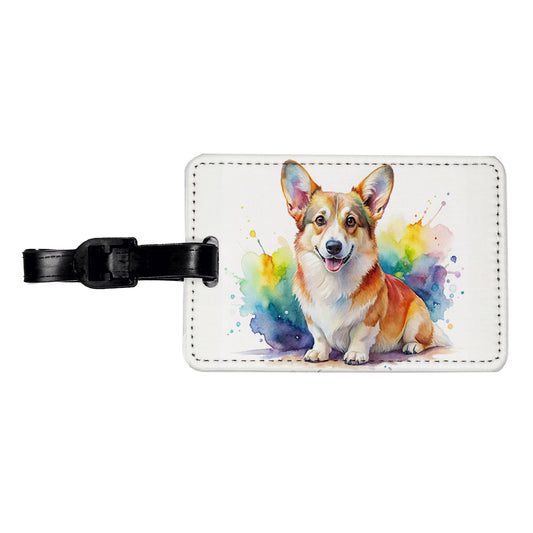 Pembroke Welsh Corgi Dog Watercolor Style Travel Faux Leather Luggage Tag