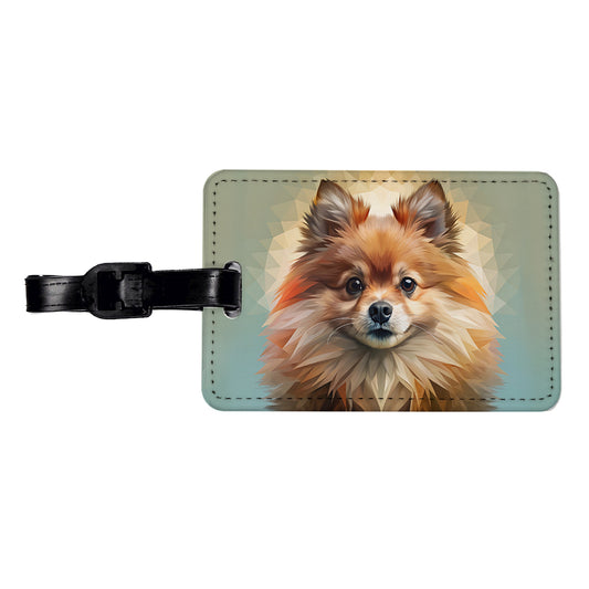 Pomeranian Dog Contemporary Art Travel Faux Leather Luggage Tag