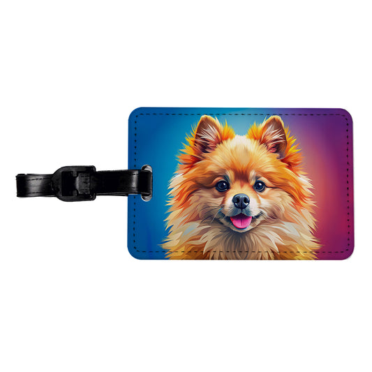 Pomeranian Dog Pop Art Travel Faux Leather Luggage Tag