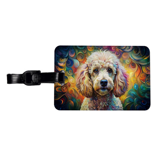 Poodle Dog Abstract Art Travel Faux Leather Luggage Tag