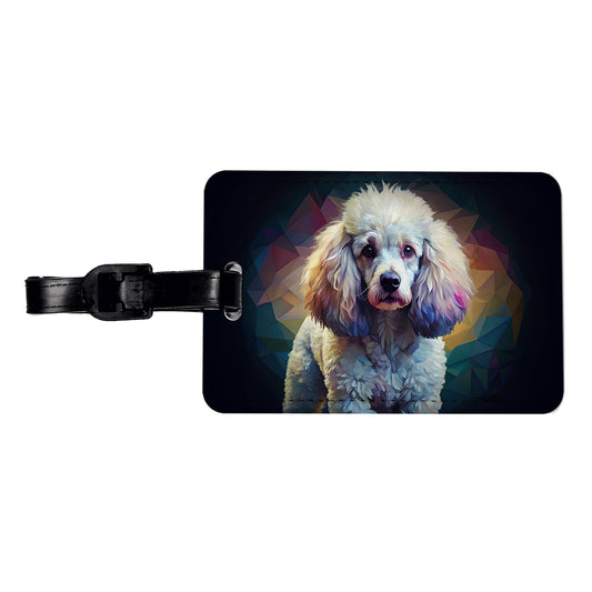 Poodle Dog Abstract Stylized Art Travel Faux Leather Luggage Tag