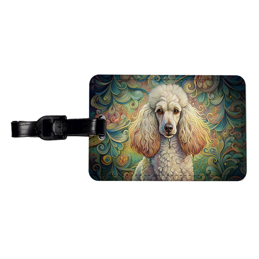 Poodle Dog Art Nouveau Travel Faux Leather Luggage Tag