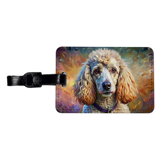 Poodle Dog Expressionism Art Travel Faux Leather Luggage Tag