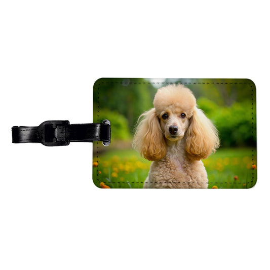 Poodle Dog Photo Travel Faux Leather Luggage Tag