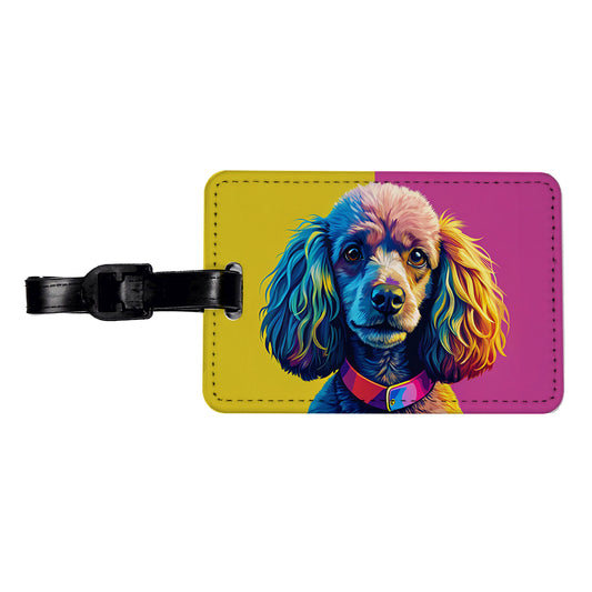 Poodle Dog Pop Art Travel Faux Leather Luggage Tag