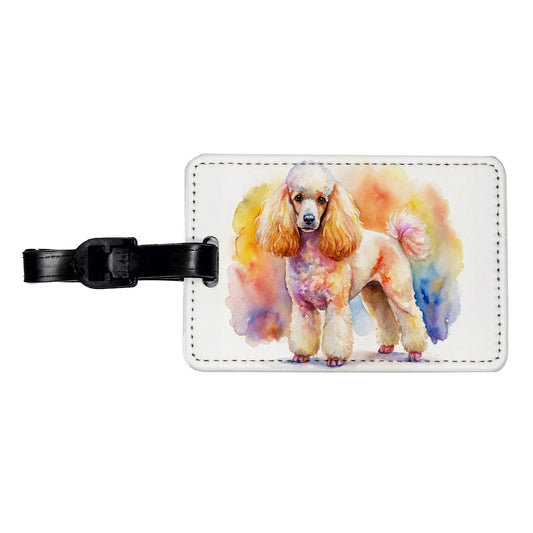 Poodle Dog Watercolor Style Travel Faux Leather Luggage Tag