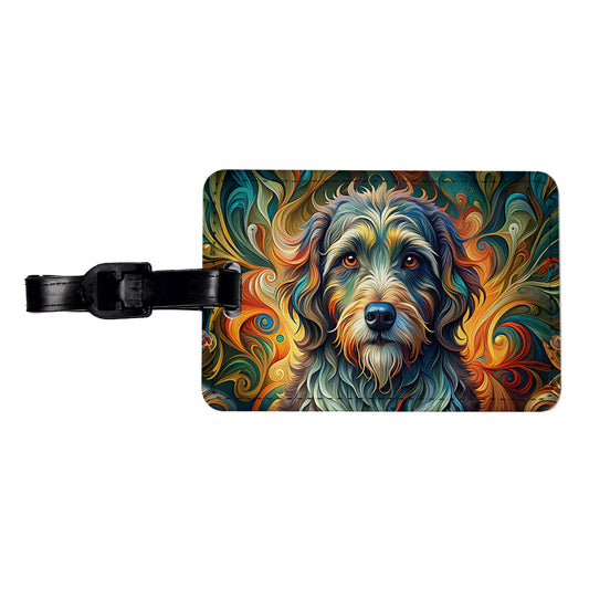 Portuguese Water Dog Abstract Stylized Art Travel Faux Leather Luggage Tag