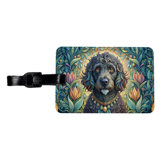 Portuguese Water Dog Art Nouveau Travel Faux Leather Luggage Tag