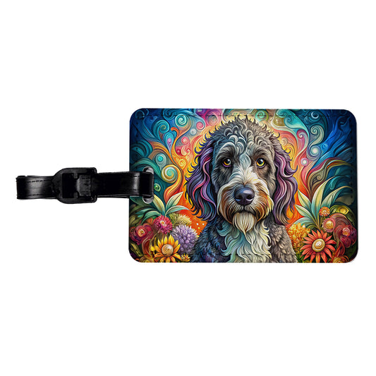 Portuguese Water Dog Bohemian Art Travel Faux Leather Luggage Tag