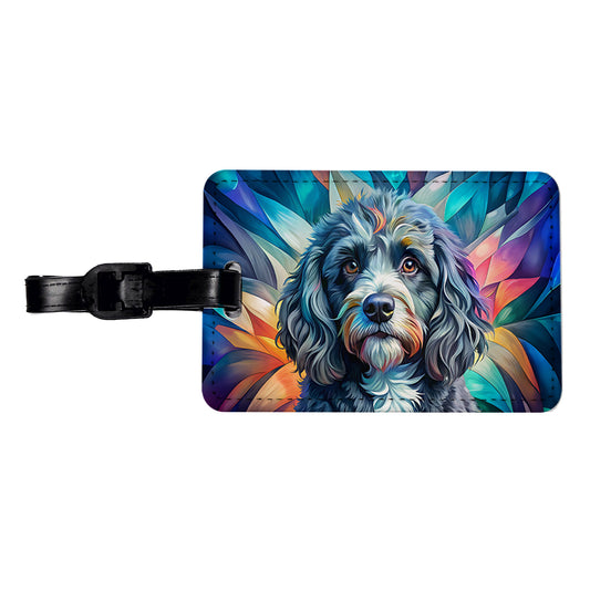 Portuguese Water Dog Contemporary Art Travel Faux Leather Luggage Tag