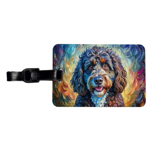Portuguese Water Dog Expressionism Art Travel Faux Leather Luggage Tag