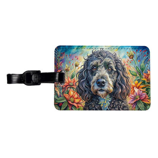 Portuguese Water Dog French Bohemian Art Travel Faux Leather Luggage Tag