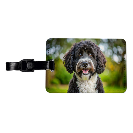 Portuguese Water Dog Photo Travel Faux Leather Luggage Tag
