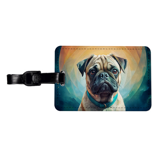 Pug Dog Contemporary Art Travel Faux Leather Luggage Tag