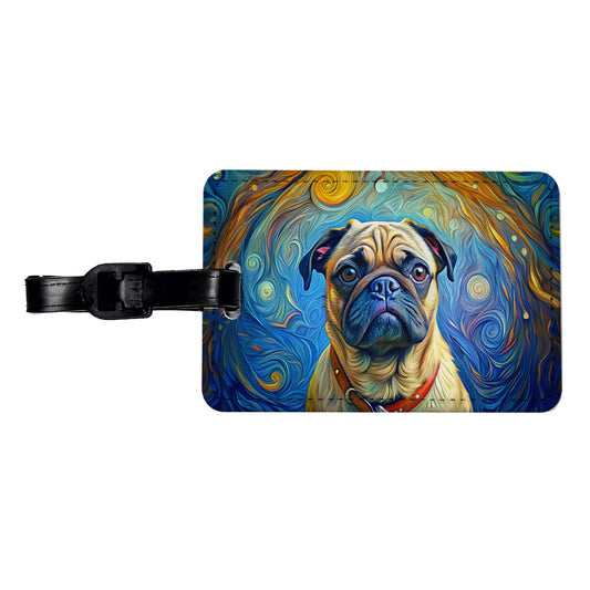 Pug Dog Expressionism Art Travel Faux Leather Luggage Tag