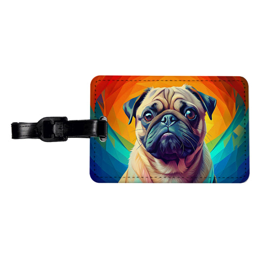 Pug Dog Pop Art Travel Faux Leather Luggage Tag