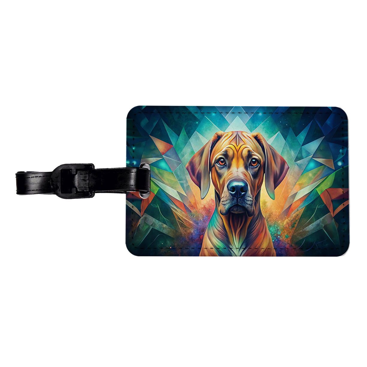Rhodesian Ridgeback Dog Abstract Art Travel Faux Leather Luggage Tag