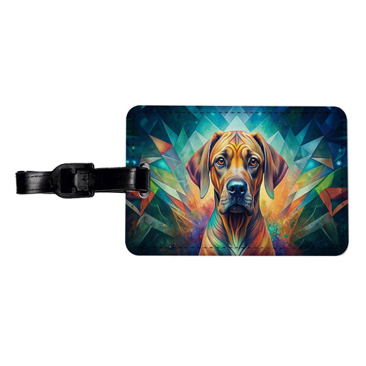 Rhodesian Ridgeback Dog Abstract Art Travel Faux Leather Luggage Tag